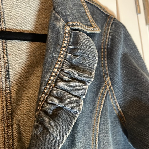 Vintage womens Boho faded ruffled jean pocket jacket EUC - Picture 3 of 13